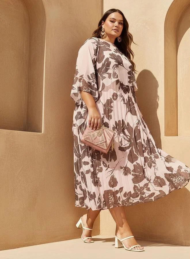  أولا بوبكن Ulla Popken A-line Maxi Dress with Cape